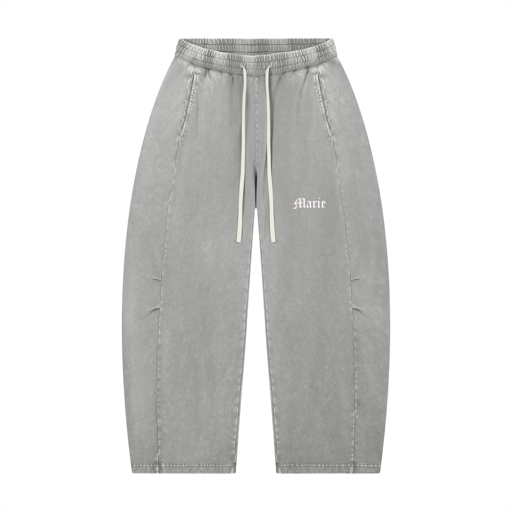 Unisex Mineral Wash Barrel Leg Pants