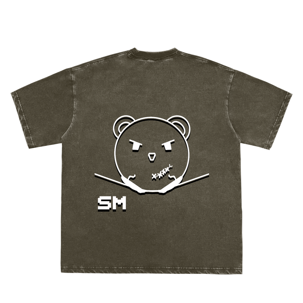 Snow Washed Raw-Edge Neckline T-Shirt