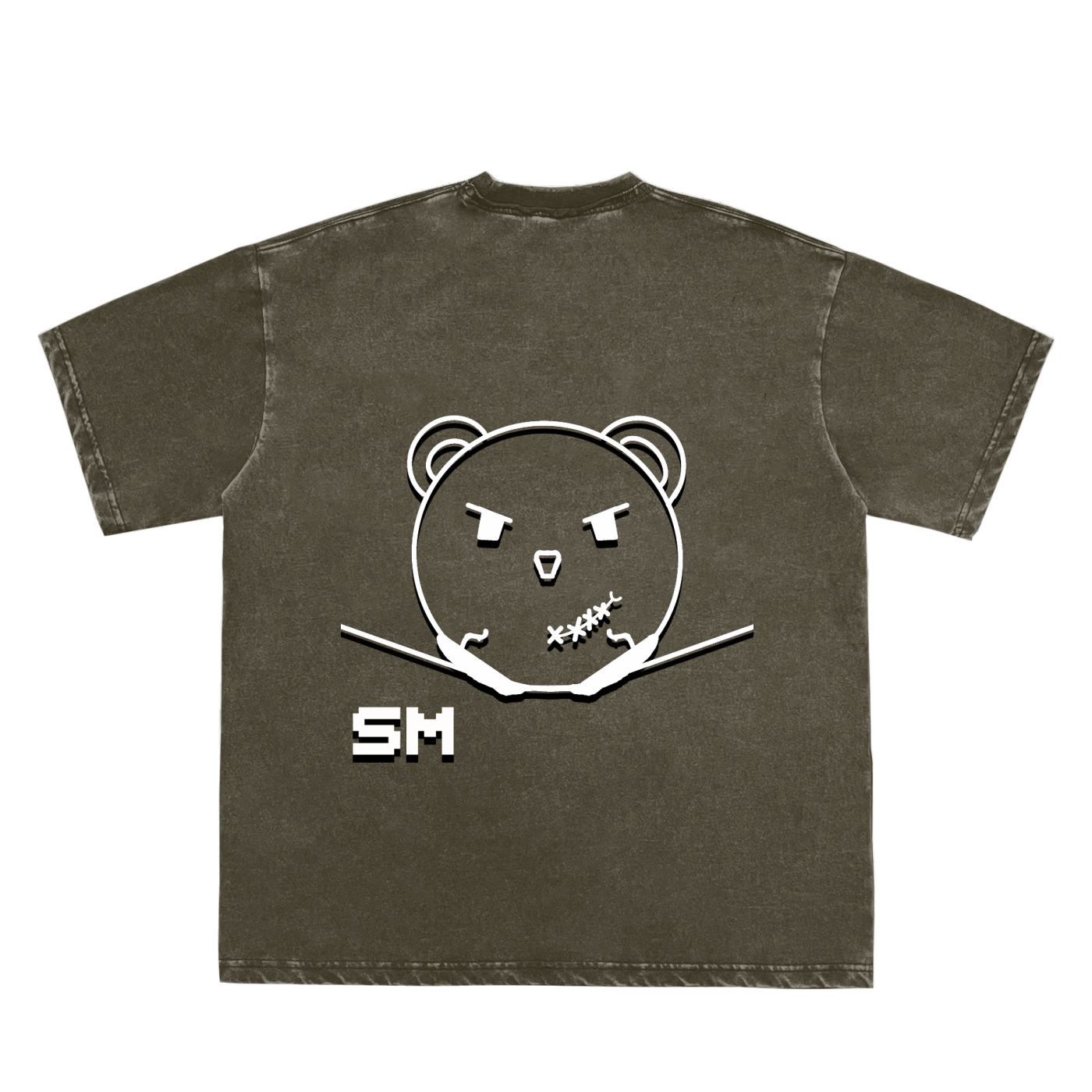 Snow Washed Raw-Edge Neckline T-Shirt