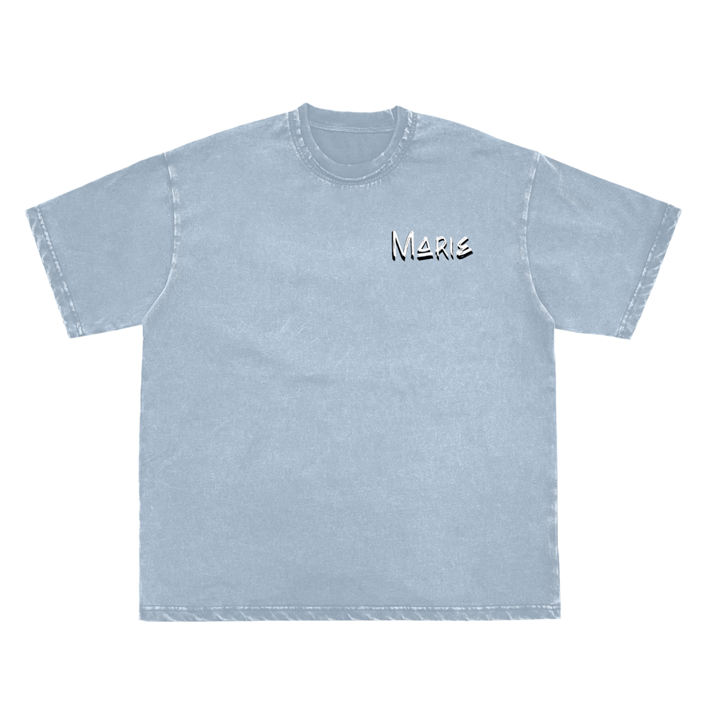 Snow Washed Raw-Edge Neckline T-Shirt