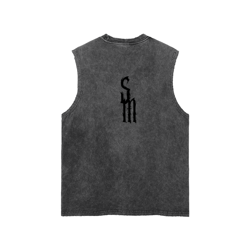 Snow Washed Frayed Hem Tank Top