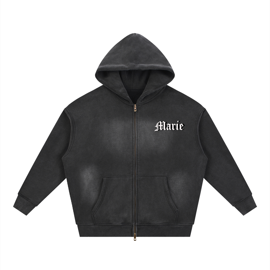 Sunfade Two-way Zipper Boxy Fleece Hoodie