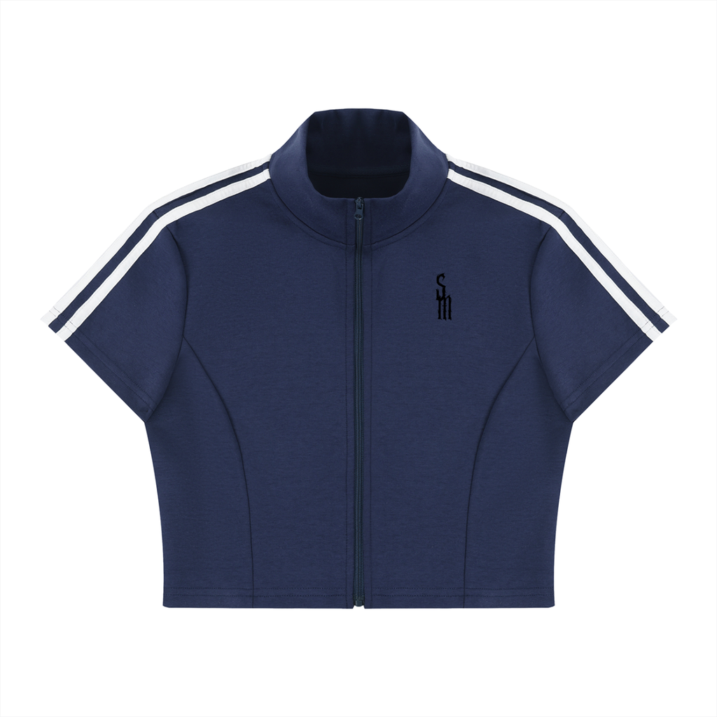 Women's Cropped Full Zip Short Sleeve T-Shirt