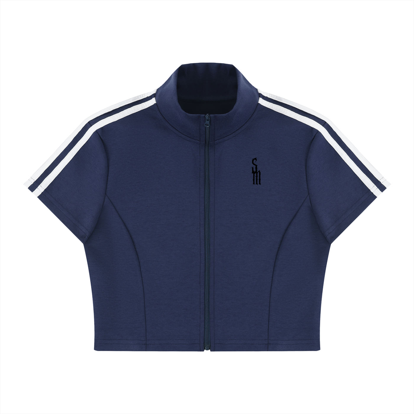 Women's Cropped Full Zip Short Sleeve T-Shirt
