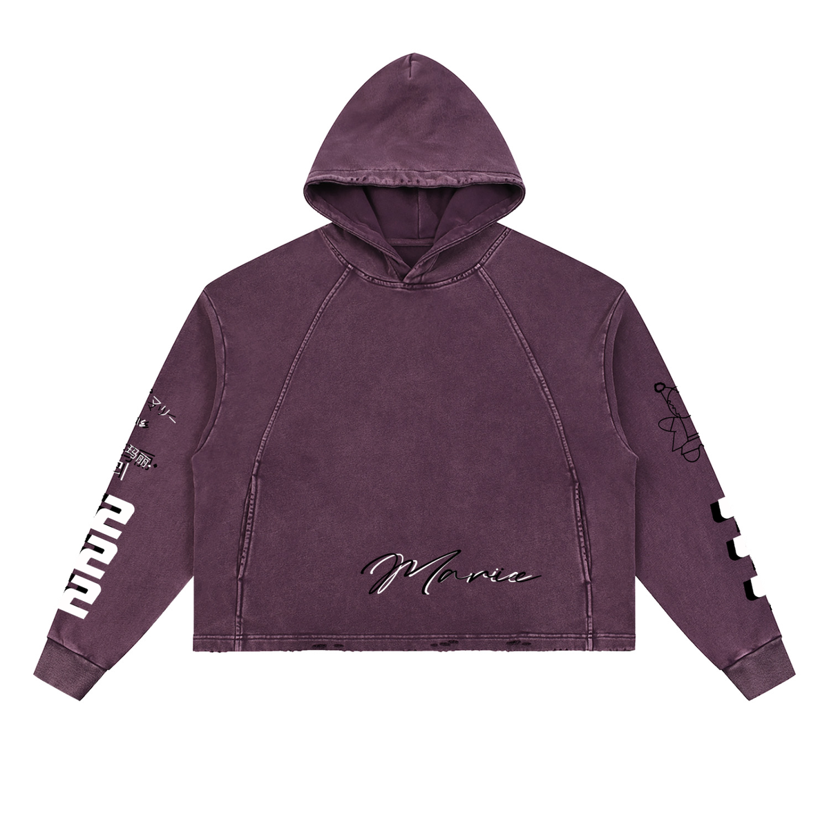 Vintage Washed Frayed-Hem Hoodie