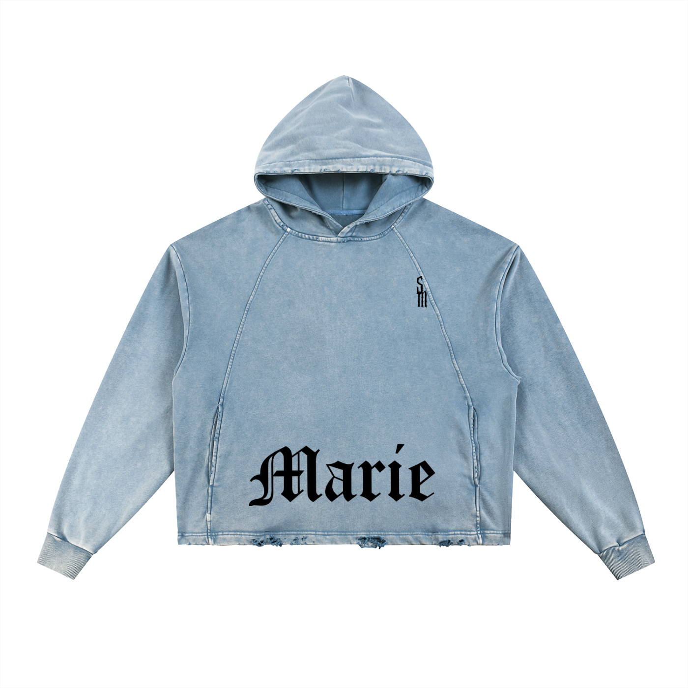 Vintage Washed Frayed-Hem Hoodie