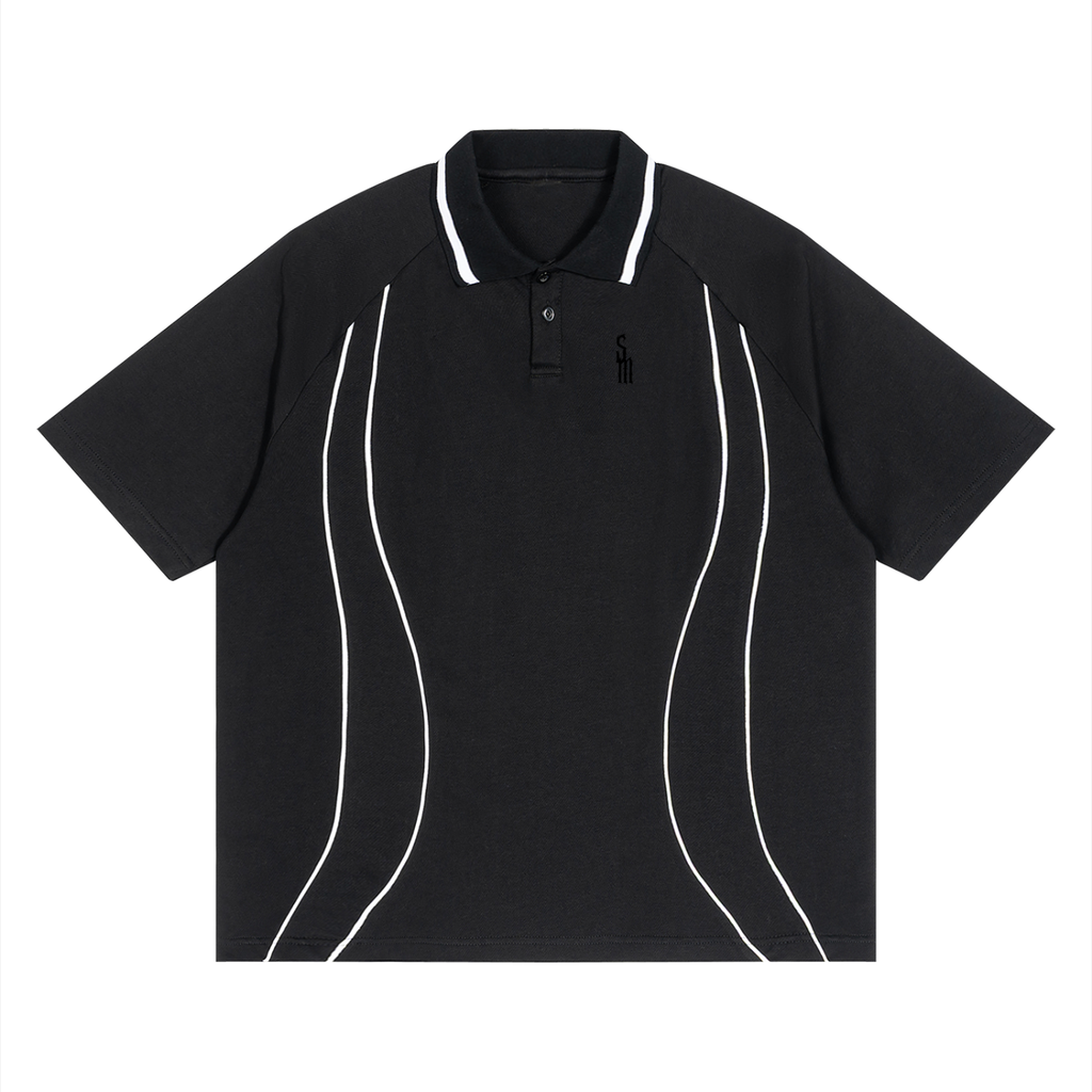 Unisex Raglan Piping Polo Shirt