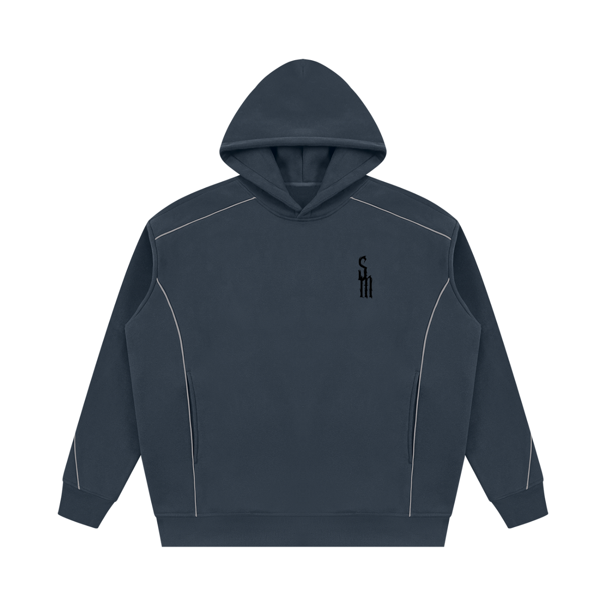 Unisex Oversized Piping Fleece Hoodie