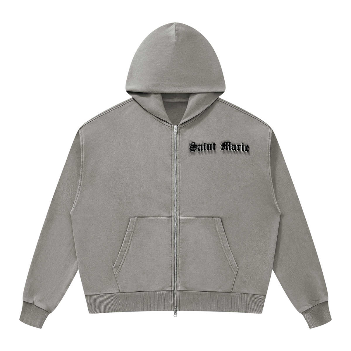 Unisex Mineral Wash Boxy Full Zip Hoodie