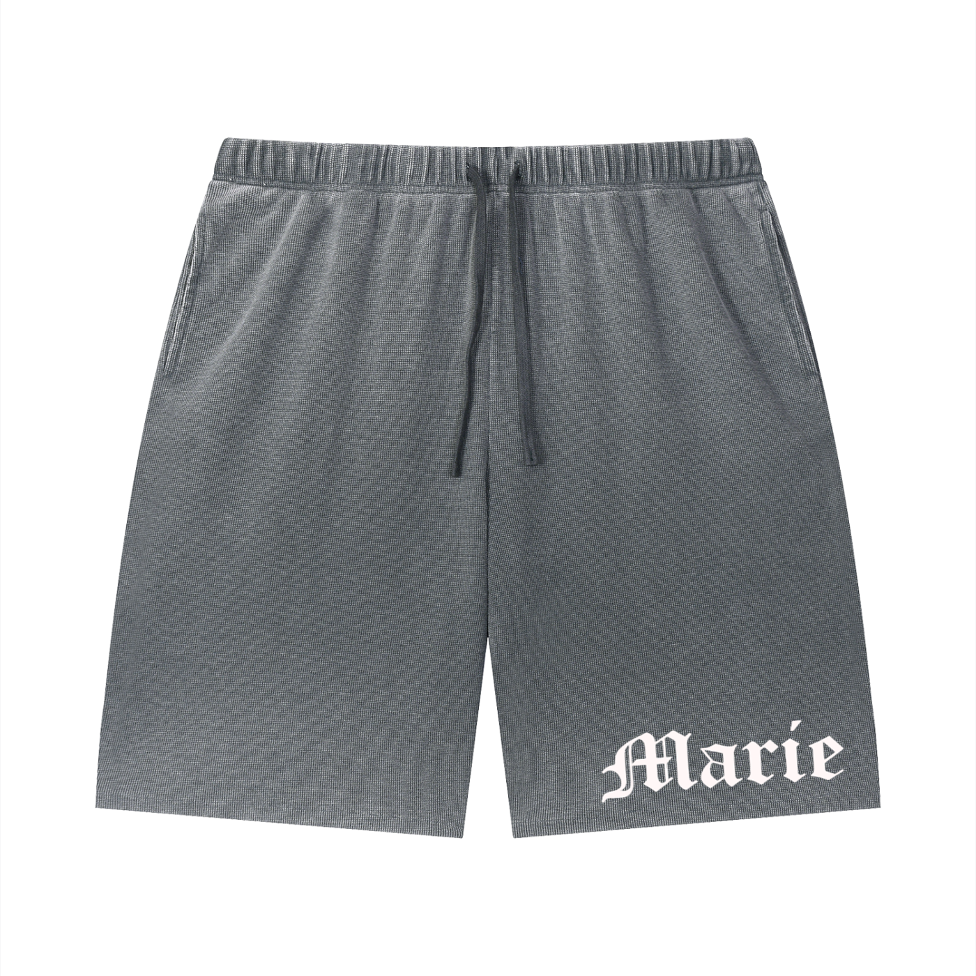 Unisex Vintage Wash Sunfade Waffle Raw Hem Shorts