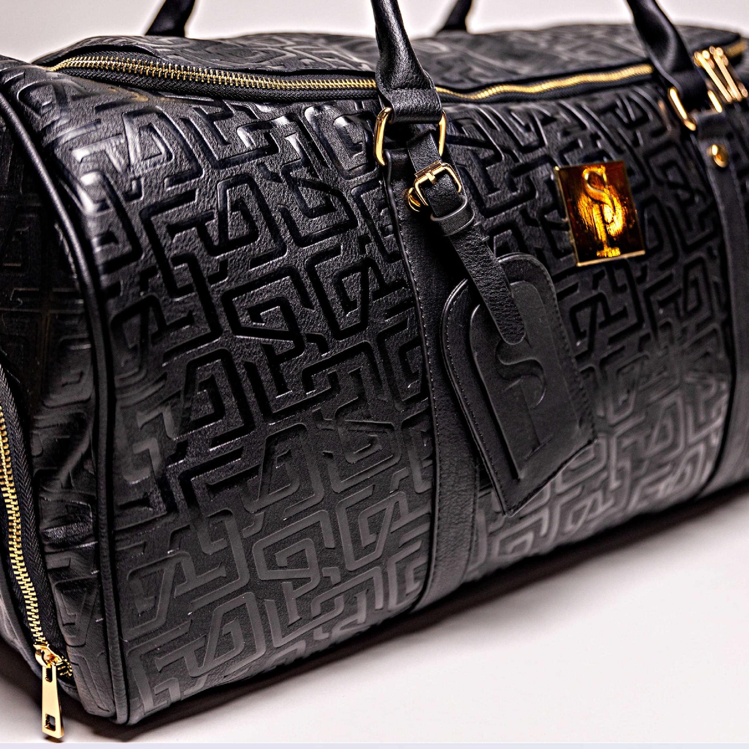 Black Monogram Leather Duffle Bag