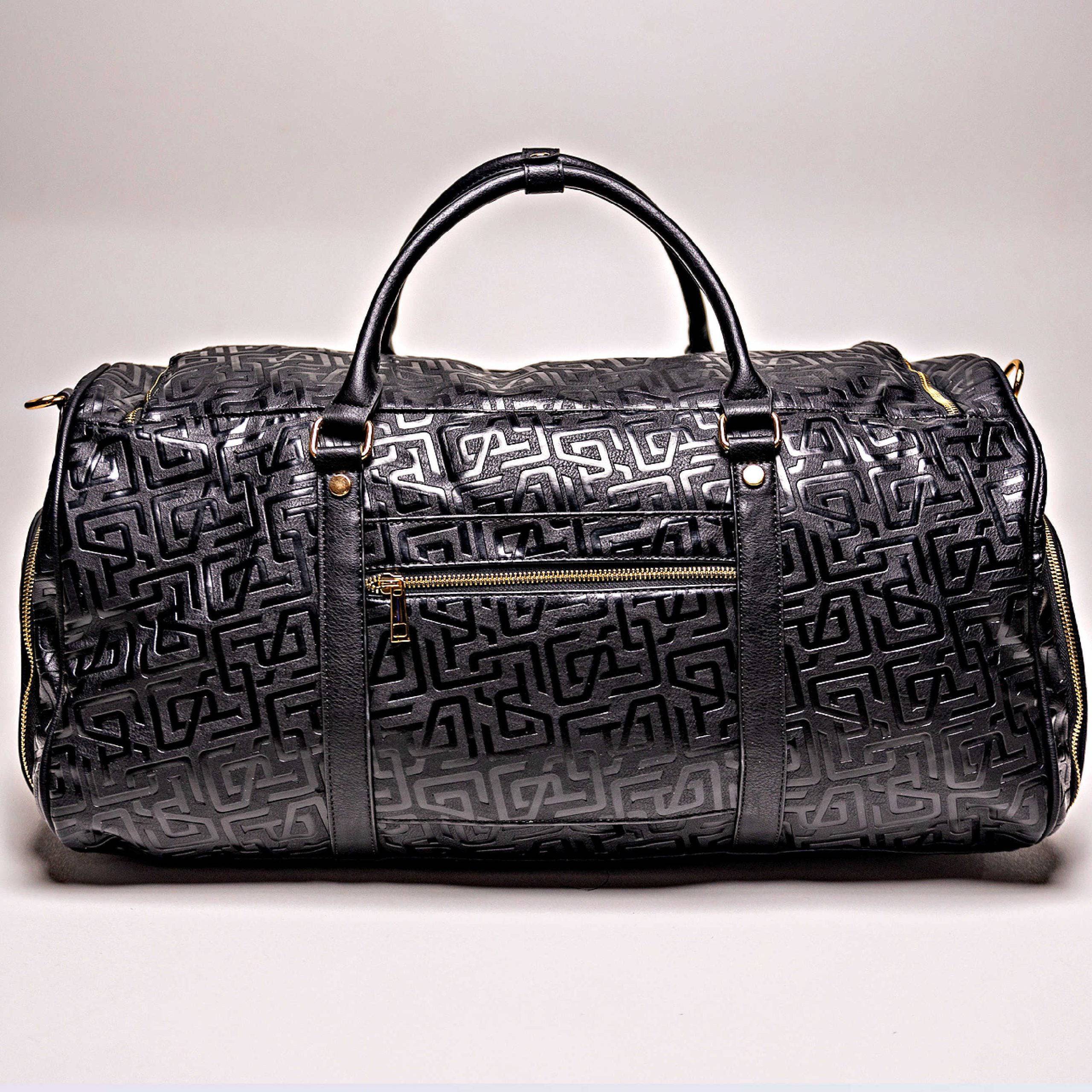 Black Monogram Leather Duffle Bag