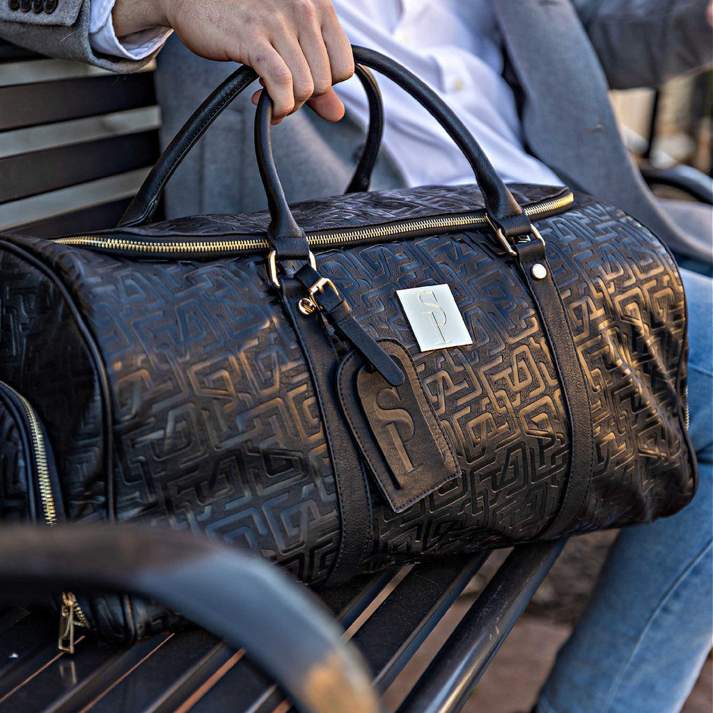 Black Monogram Leather Duffle Bag