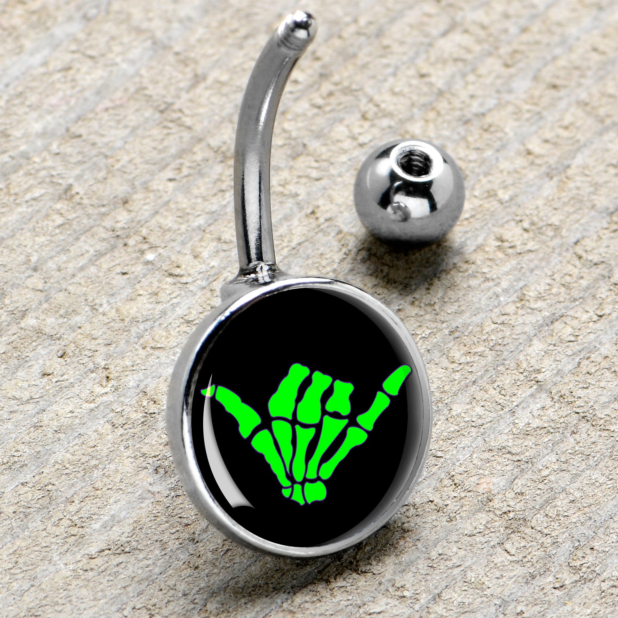 Shaka Hand Belly Ring by Onyx O