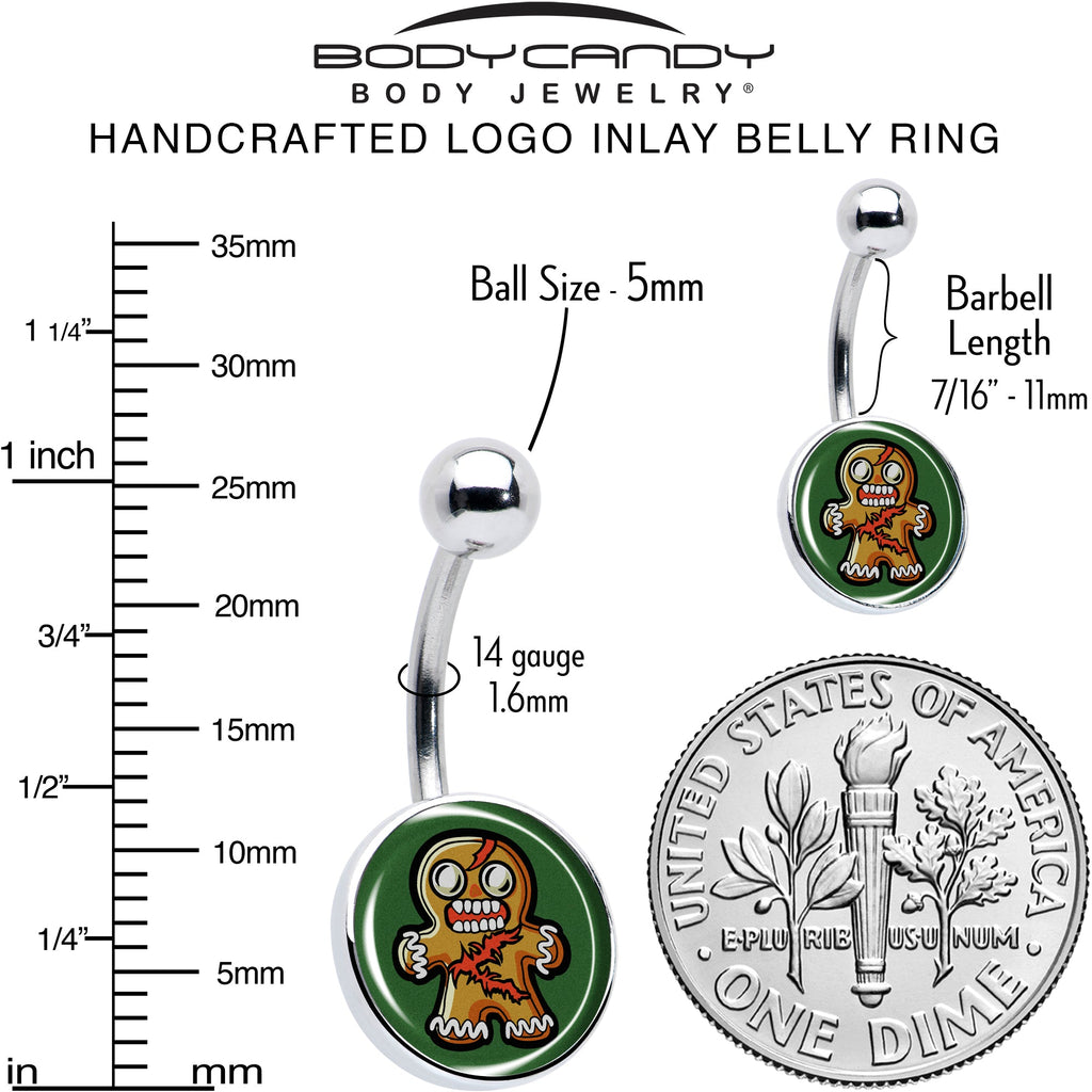 Christmas Holiday Zombie Gingergread Man Belly Ring by Onyx O