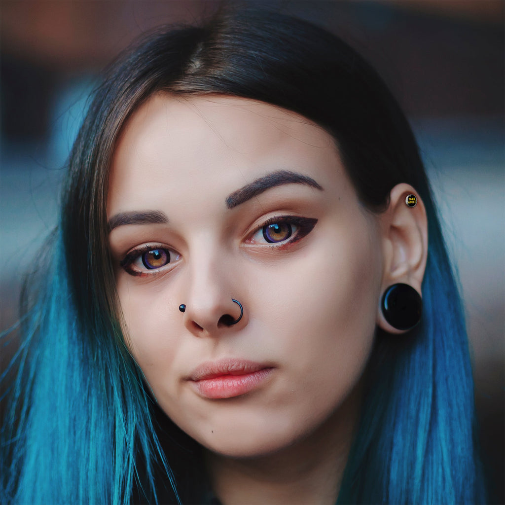 16G 1/4 Black Yellow Fake Adult Tragus Cartilage Earring by Onyx O