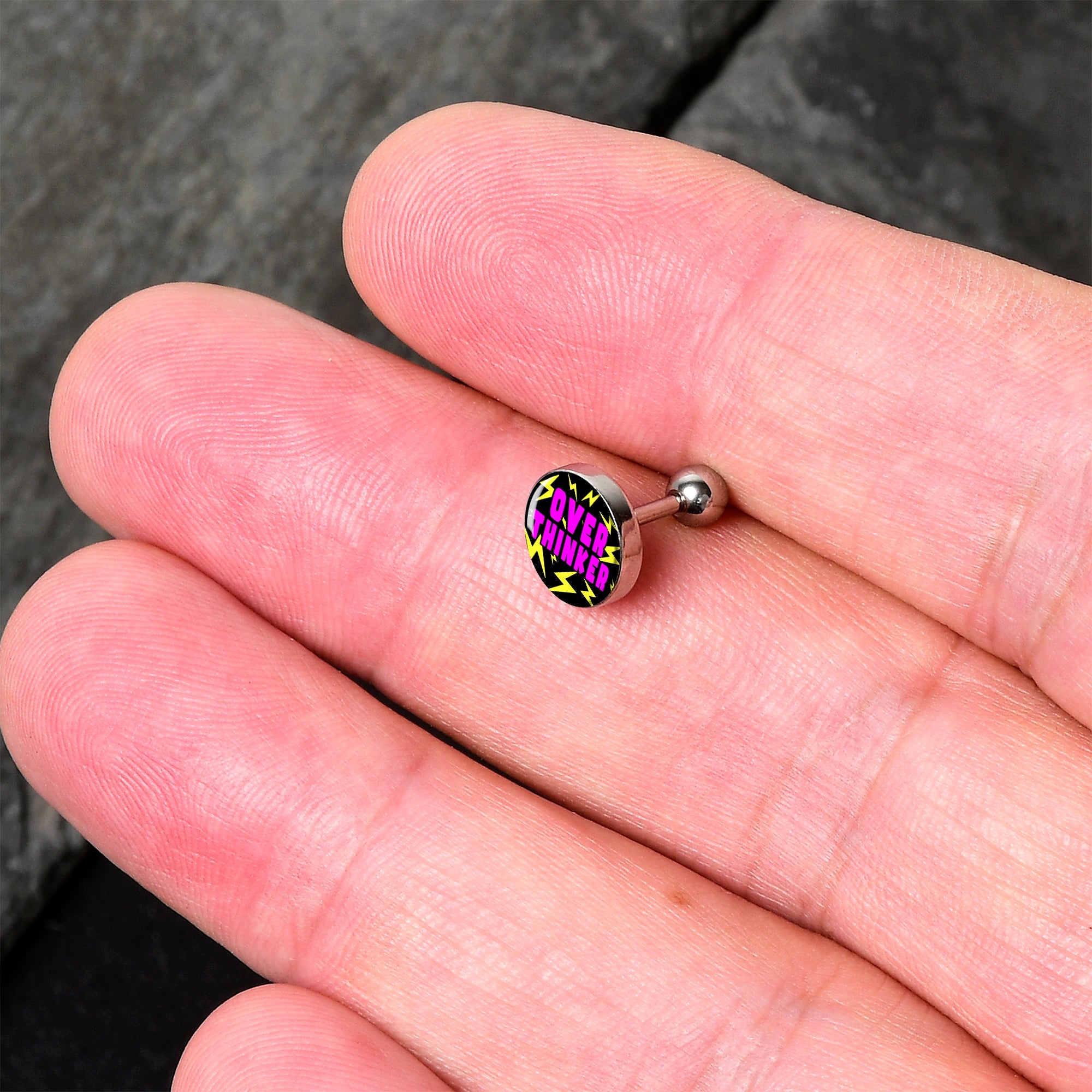 16G 1/4 Over Thinker Impact Tragus Cartilage Earring by Onyx O