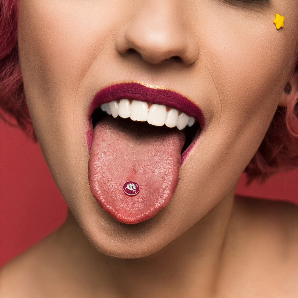 Love Me Not Flower Barbell Tongue Ring by Onyx O