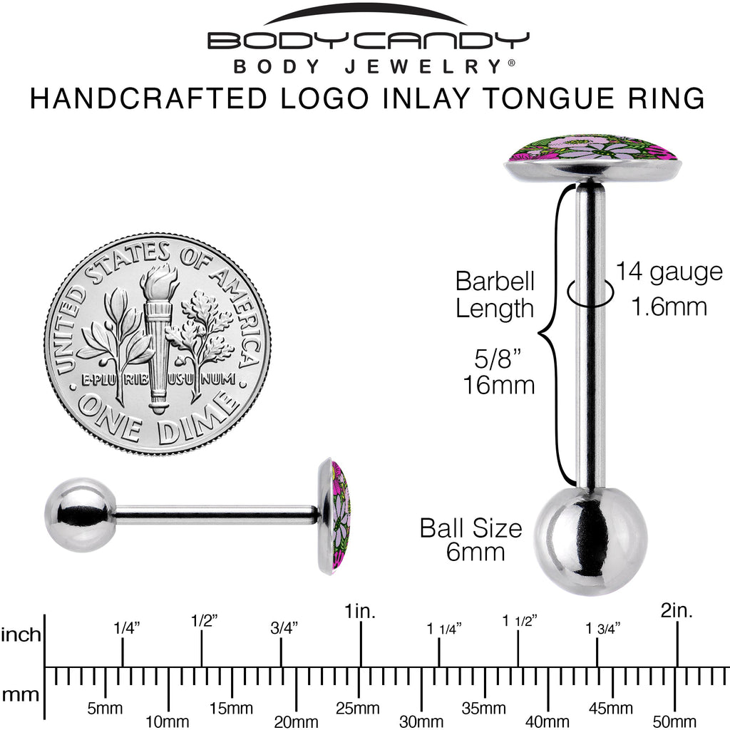 Blossom Creation Paradise of Pink Flowers Barbell Tongue Ring by Onyx O