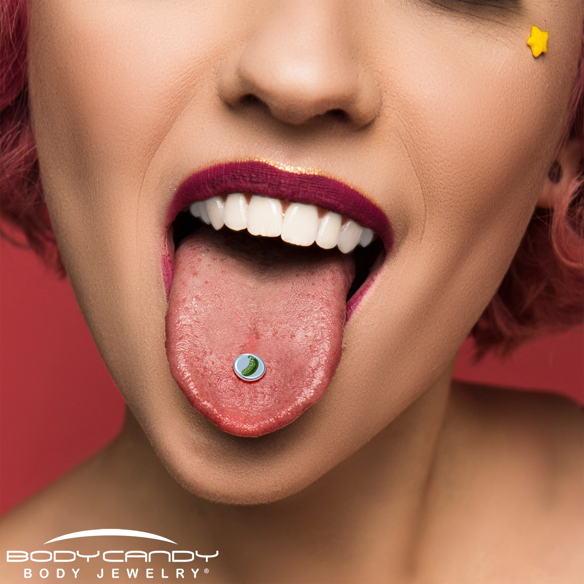 Green Pickle Barbell Tongue Ring by Onyx O