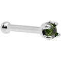 14k White Gold 2mm Lab Grown Green Diamond Nose Ring