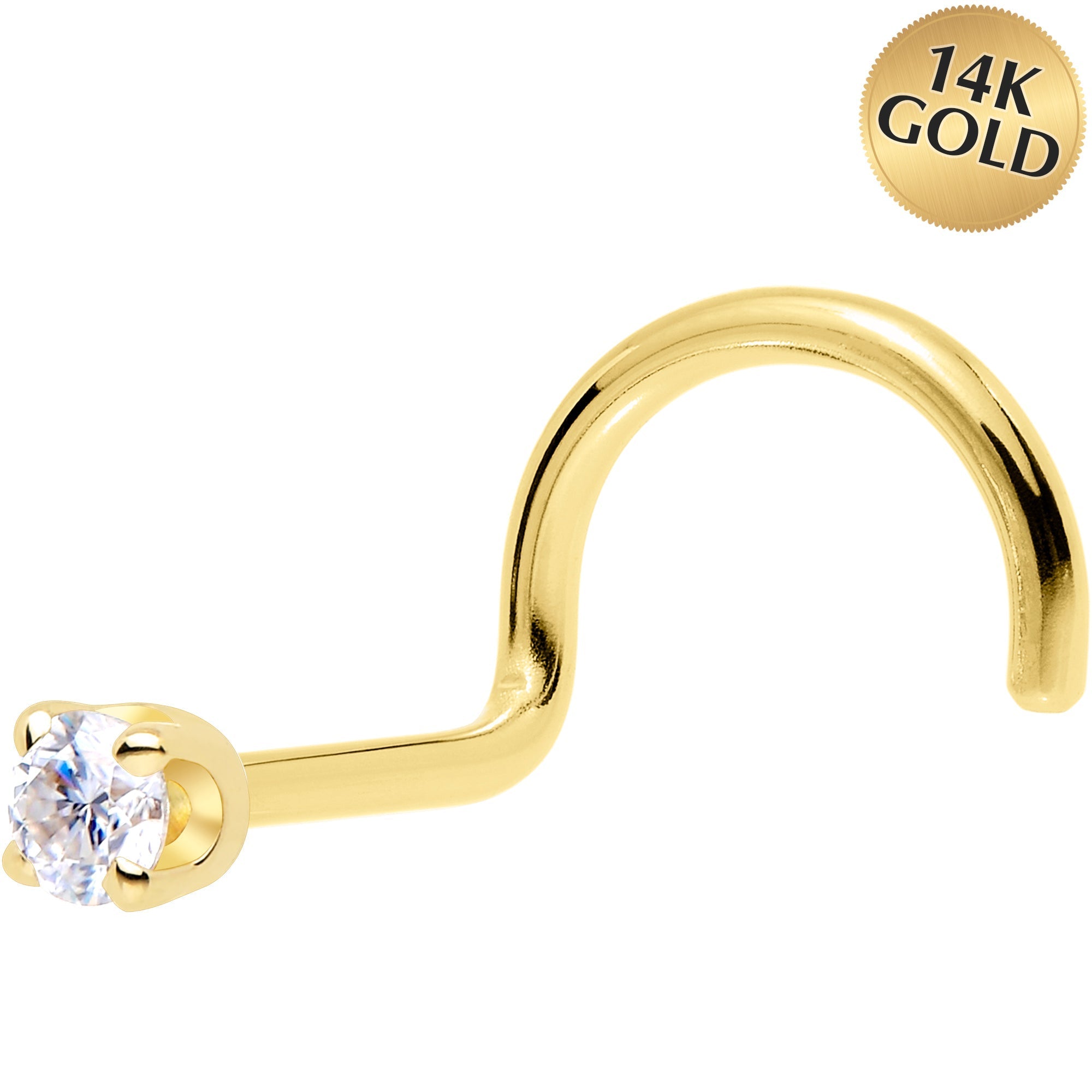 14k Yellow Gold 2mm Moissanite Nose Ring