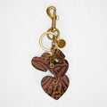 Loyal West HEART SHAPE KEYCHAIN IN HAND FINISHED EMBOSSED LEATHER -  BROWN