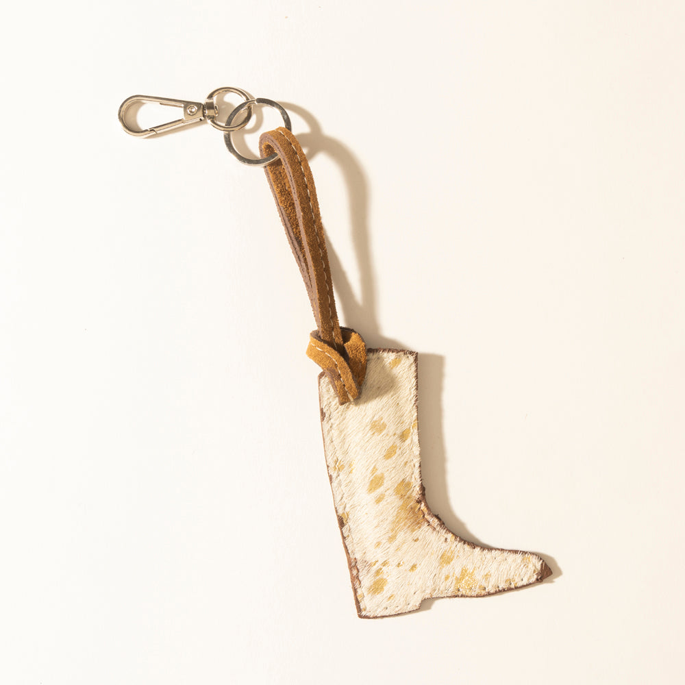 Myra Rustler’s Boot Hairon Keychain in Hay Ivory