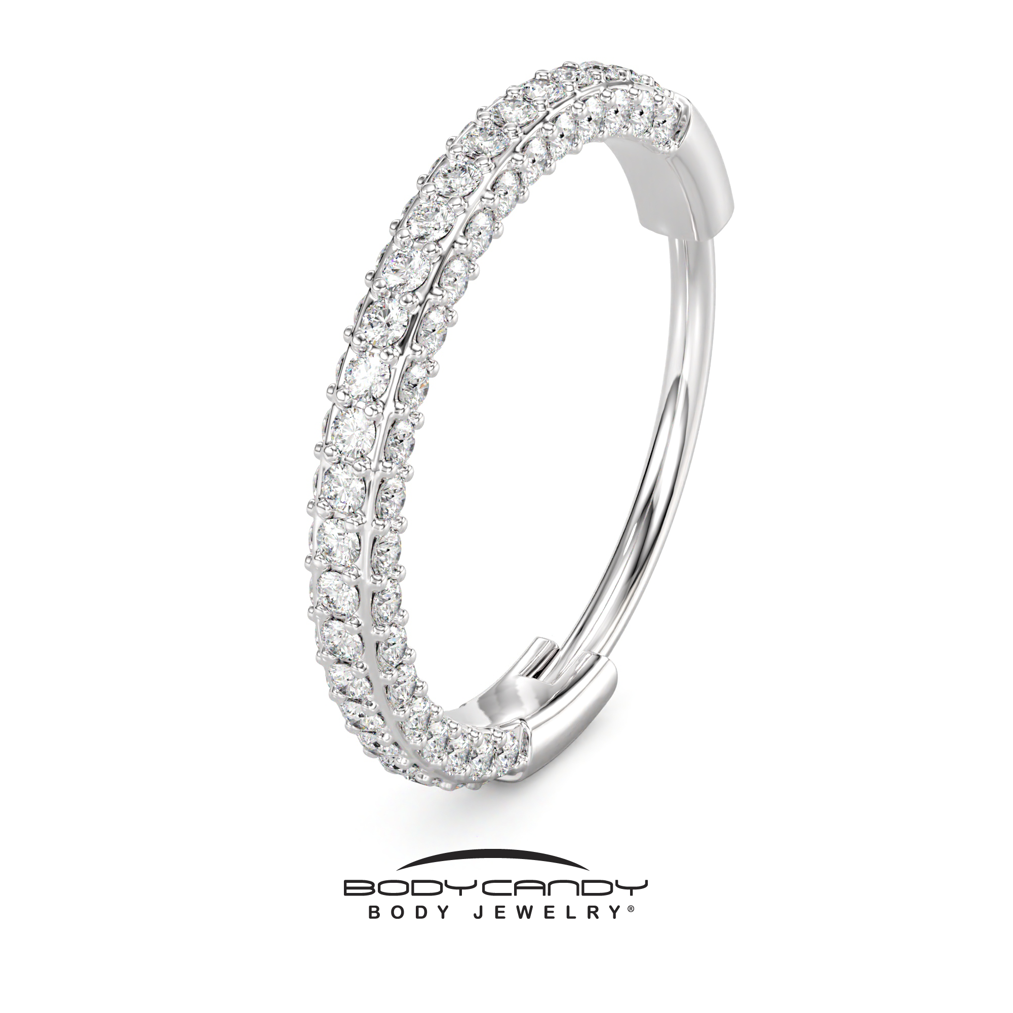 18G Implant Grade Titanium Triple Sided Micro Gem Hinged Nose Hoop