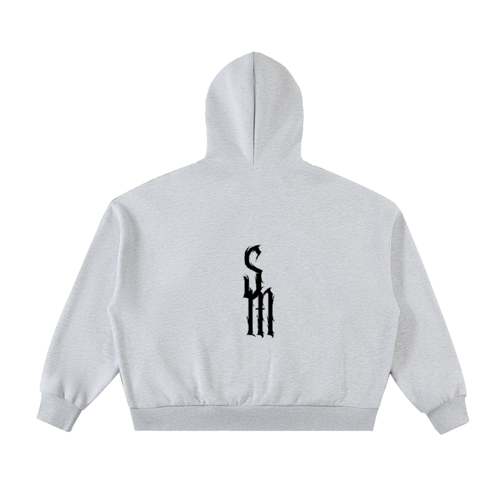 Fleeced Full-Zip Boxy Hoodie