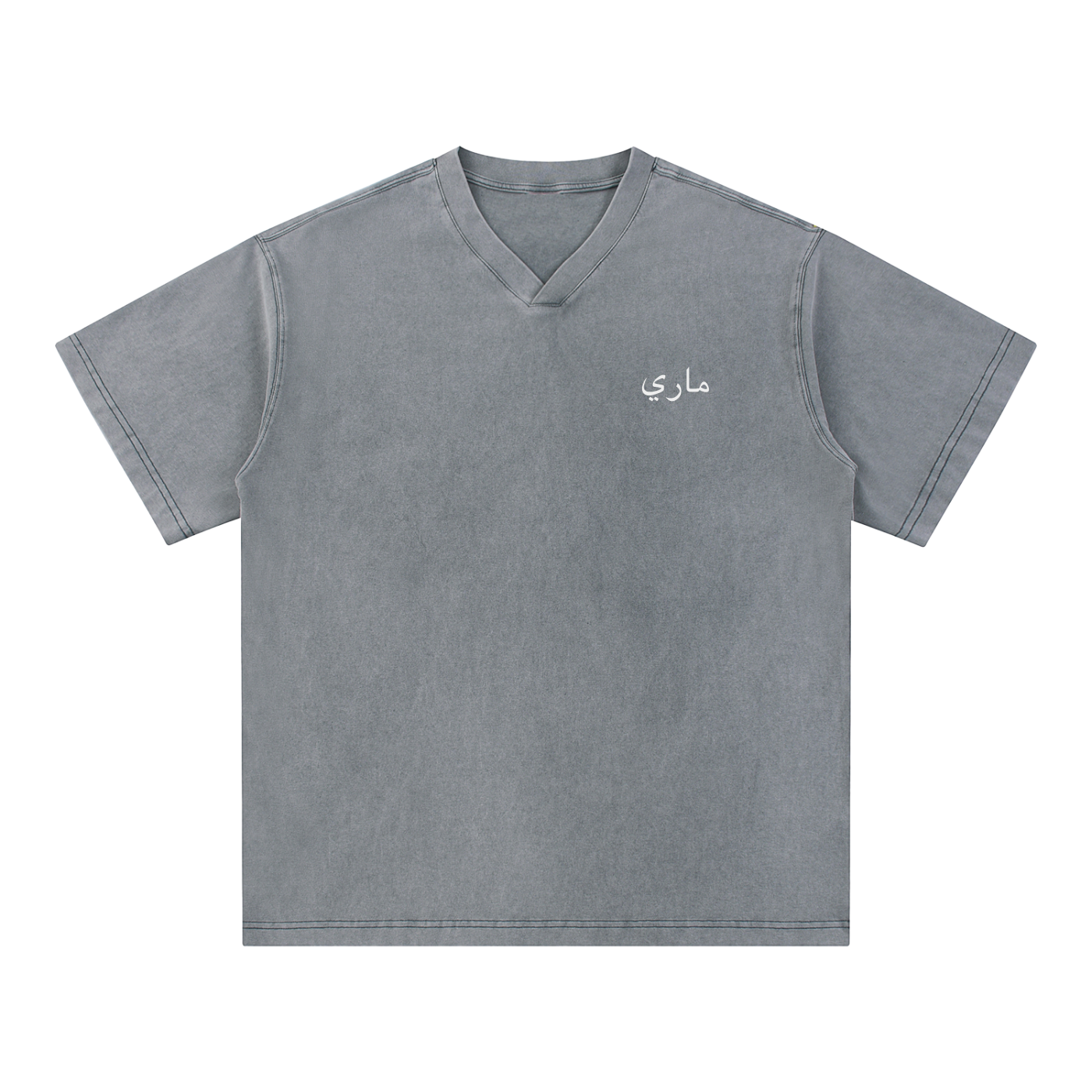 Snow Washed V-Neck Cotton T-Shirt