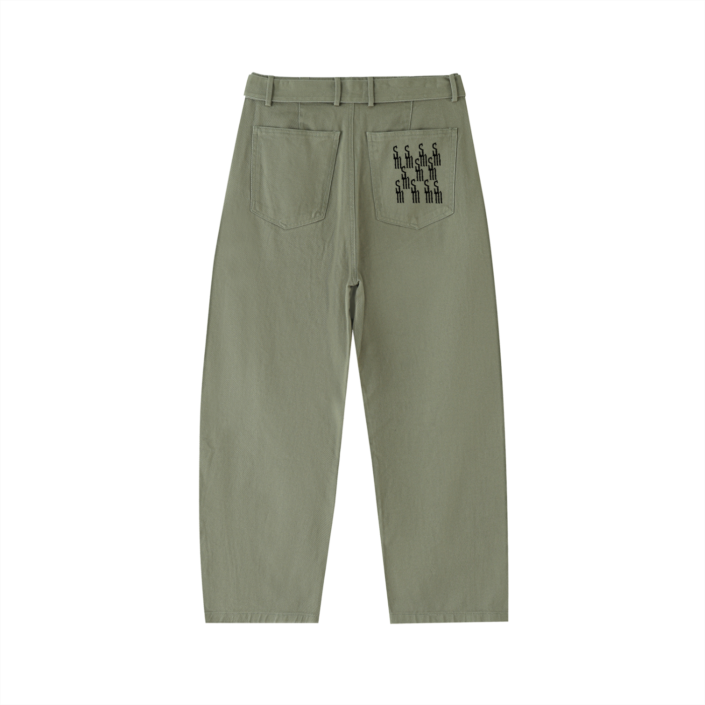 Belted Barrel-leg Chino Pants