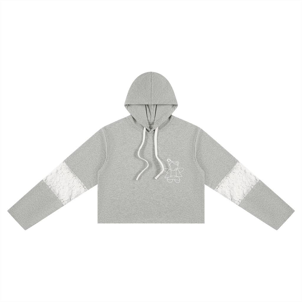 Women’s Cropped Lace-Panel Hoodie