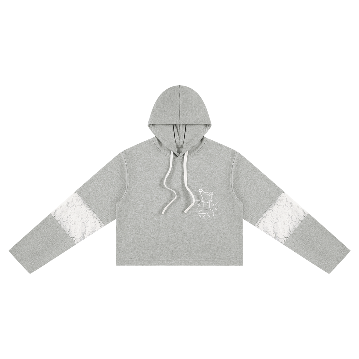 Women’s Cropped Lace-Panel Hoodie