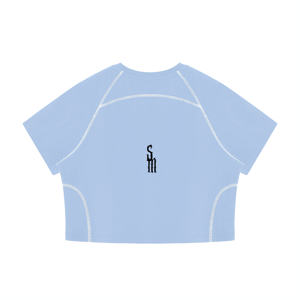 Women's Contrast Stitch Raglan Crop T-Shirt