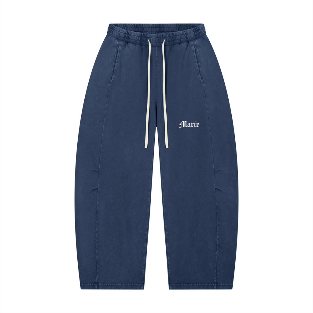 Unisex Mineral Wash Barrel Leg Pants