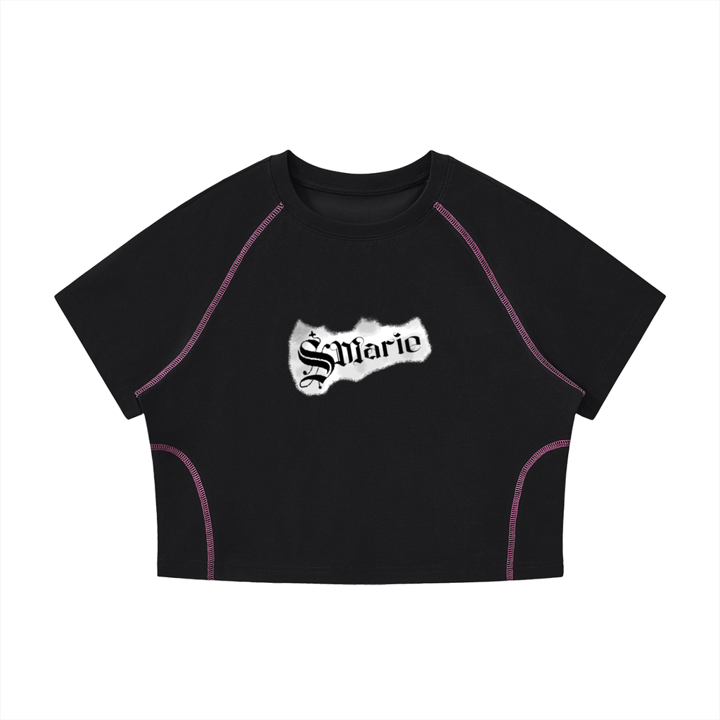 Women's Contrast Stitch Raglan Crop T-Shirt