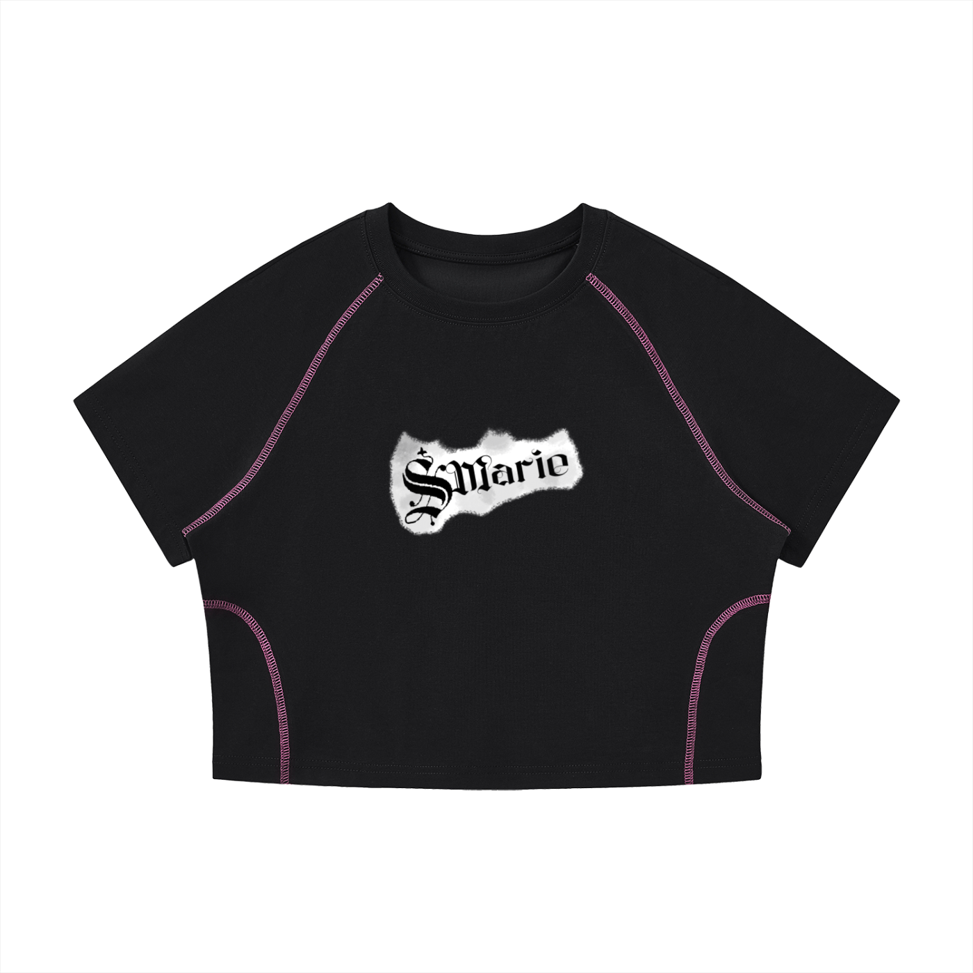 Women's Contrast Stitch Raglan Crop T-Shirt