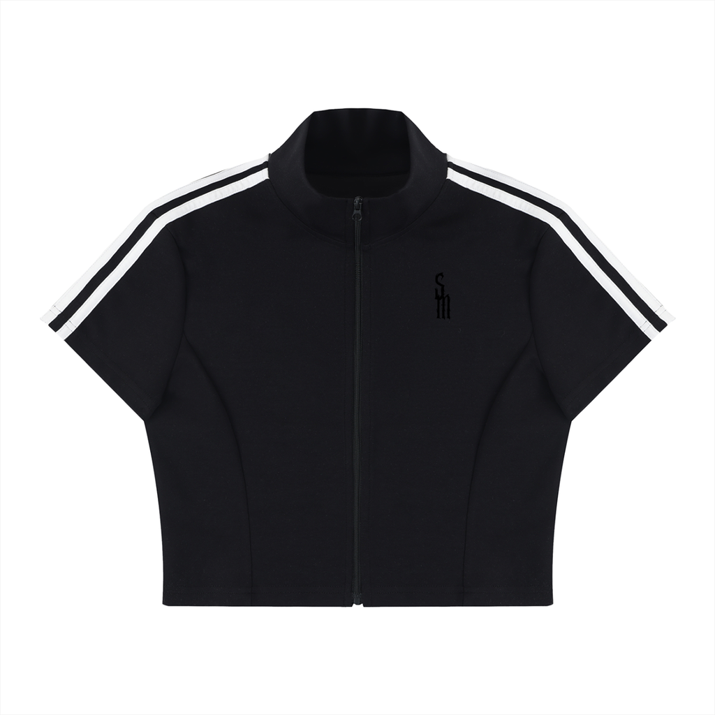 Women's Cropped Full Zip Short Sleeve T-Shirt