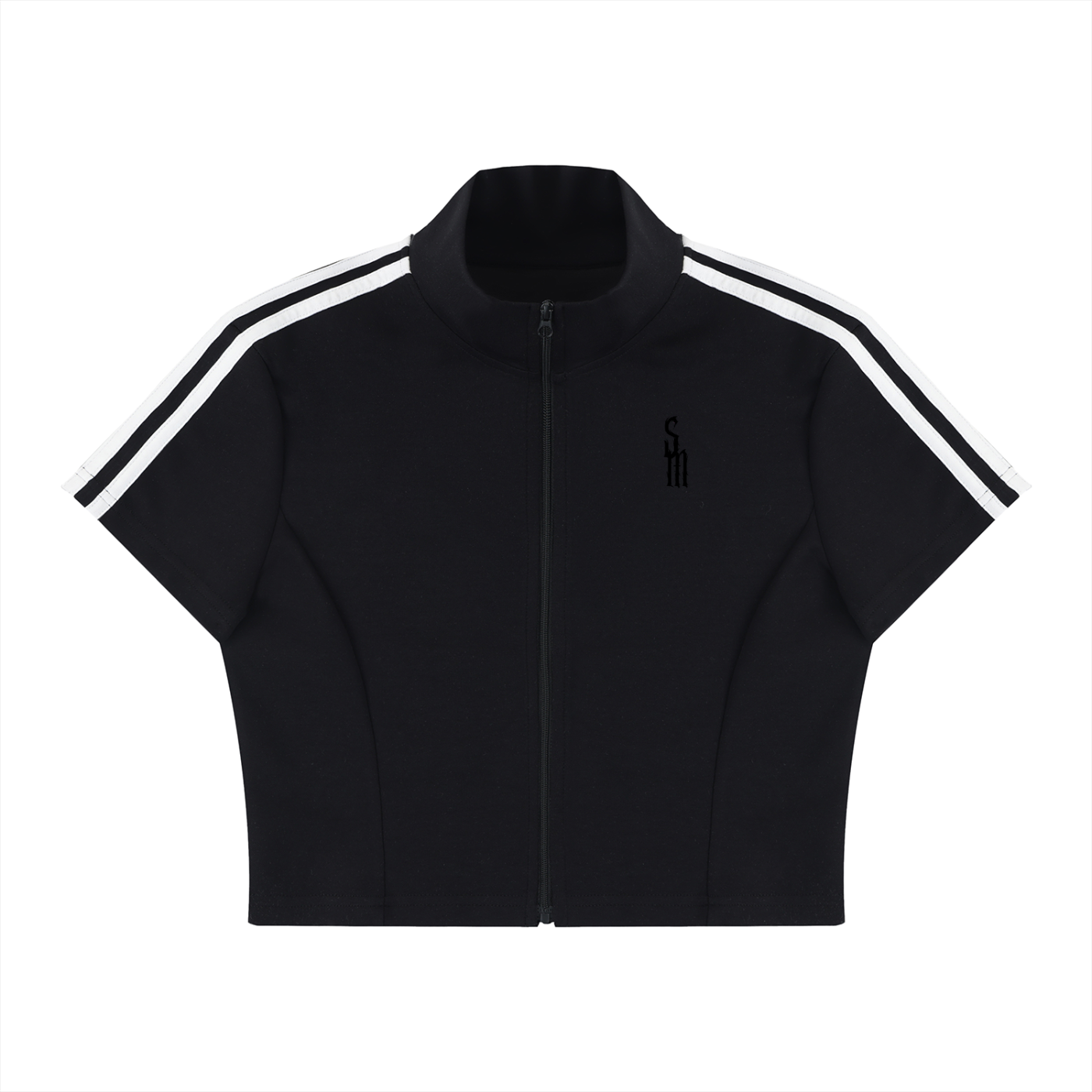 Women's Cropped Full Zip Short Sleeve T-Shirt