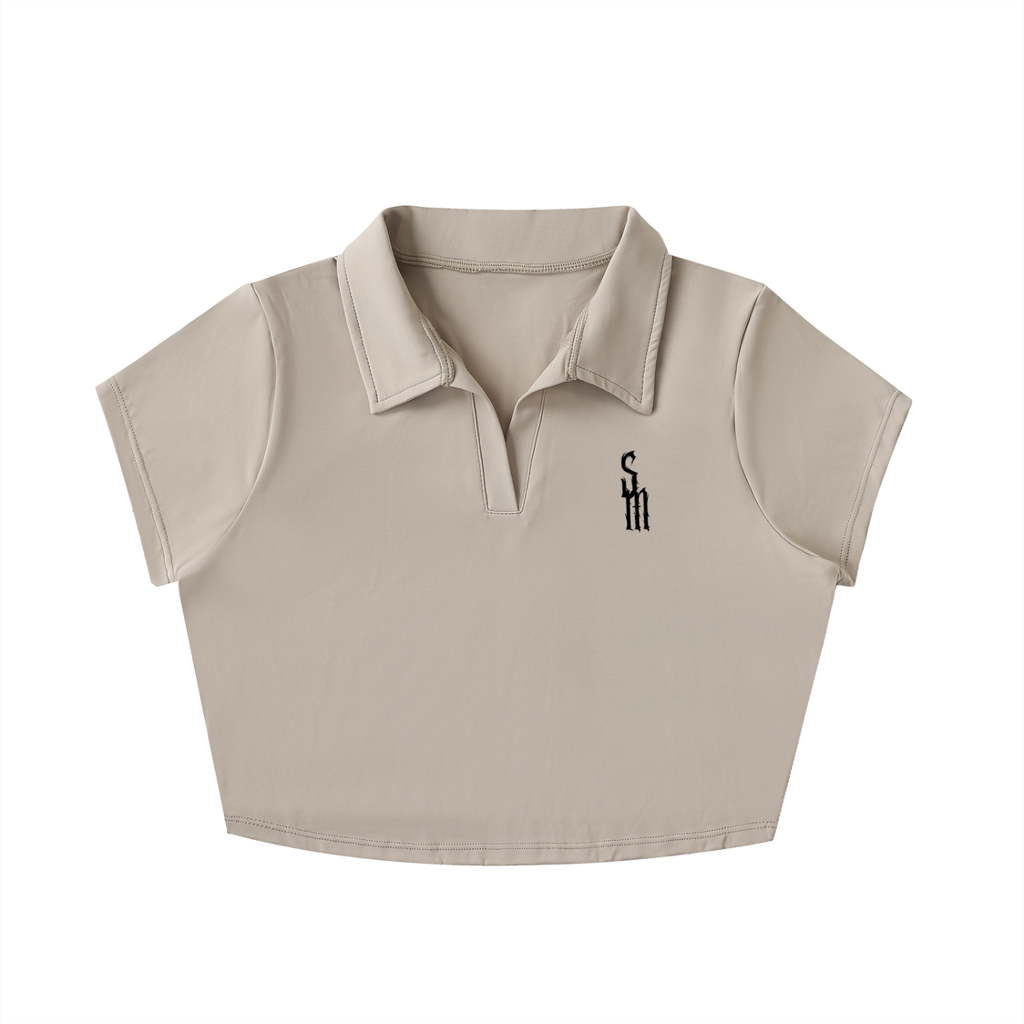 V-Neck Lapel Crop Top