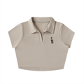 V-Neck Lapel Crop Top