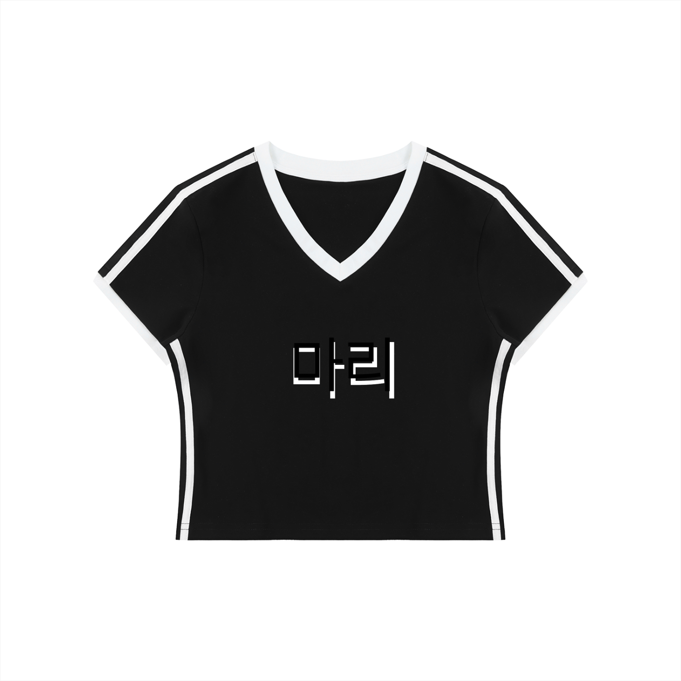 Women's Retro Binding V-Neck Crop T-Shirt