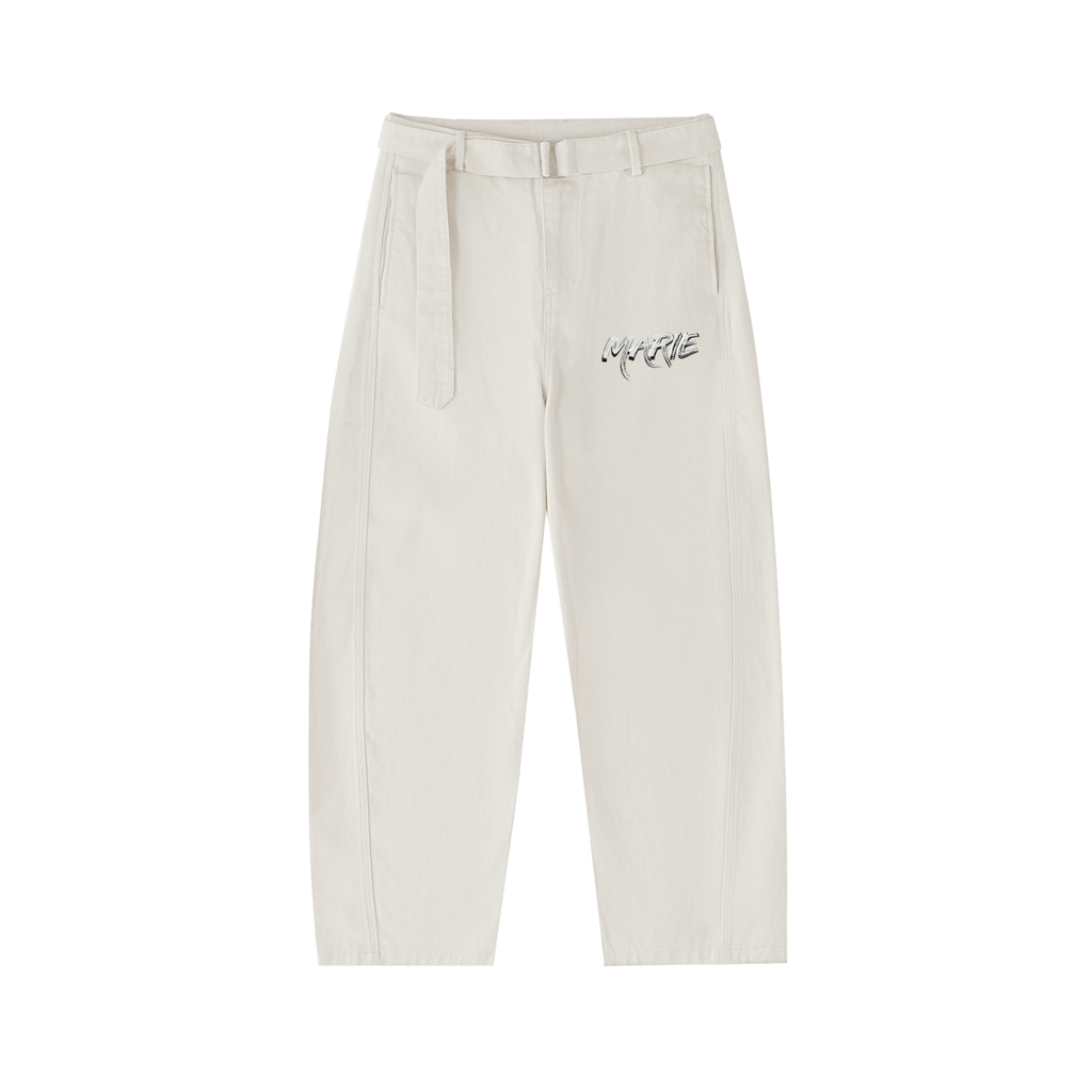 Belted Barrel-leg Chino Pants