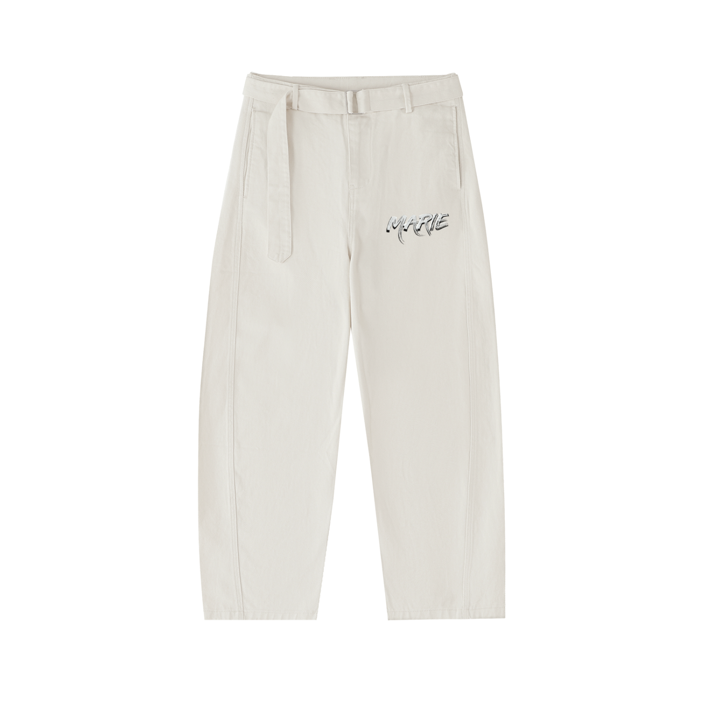 Belted Barrel-leg Chino Pants