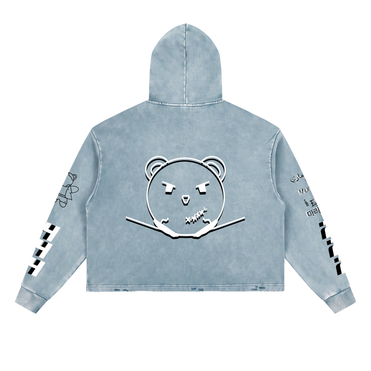 Vintage Washed Frayed-Hem Hoodie