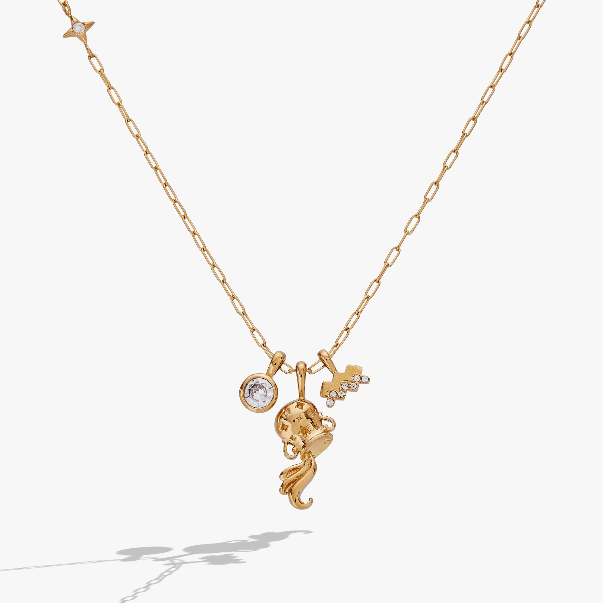 Aquarius Zodiac Charm Cluster Necklace