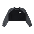 Raw-Hem Color-Block Raglan Crop Sweatshirt