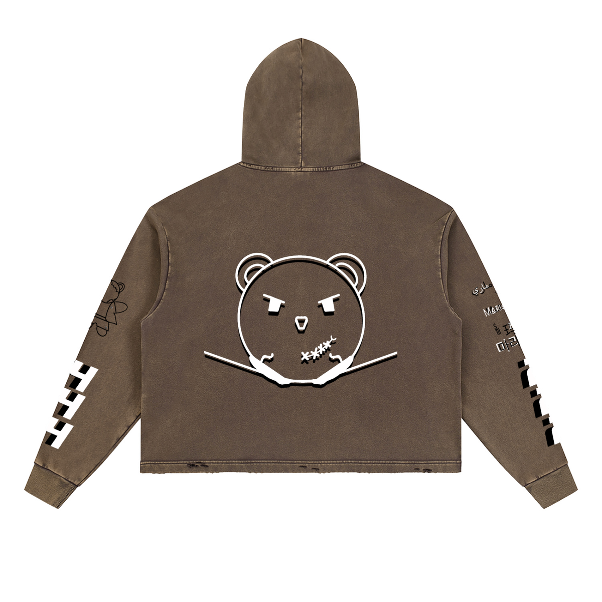 Vintage Washed Frayed-Hem Hoodie