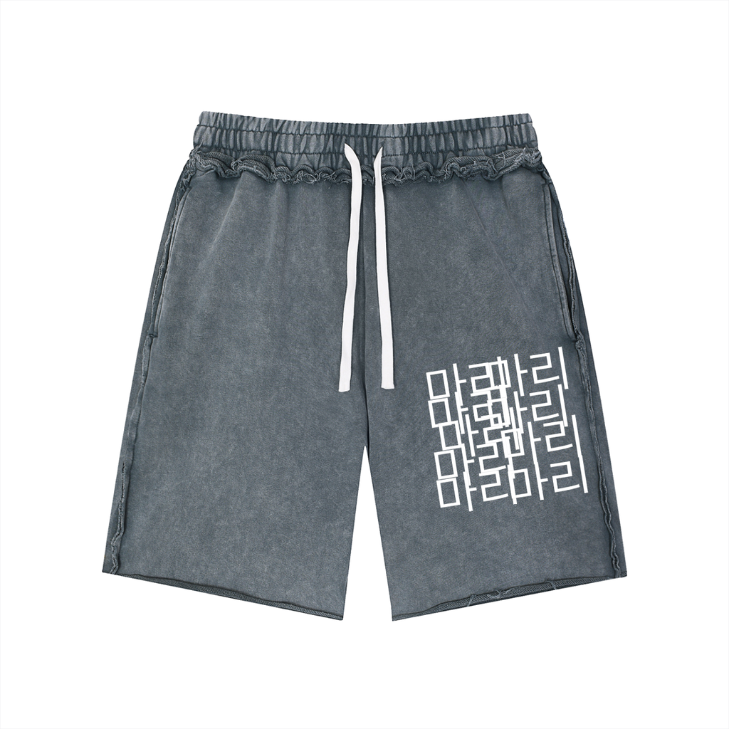 Unisex Mineral Wash Raw Edge Shorts